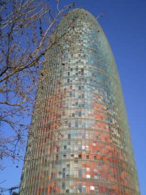 Torre Agbar, Jean Nouvel, Barcelona, Spanien, Bunte Fassade,Turm,Torre Agbar,Glaslamelle