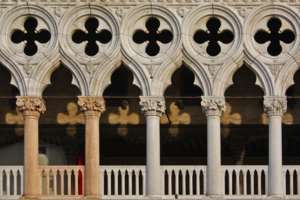 Palazzo Ducale, Filippo Calendario u.a., Venice, italien, Detail, Arkadengang, Gotik, Rosette, Spitzbogen, Venedig, Loggia