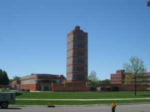 Johnson Wax Headquarters, Frank Lloyd Wright, Racine (Wisconsin), USA, Turm,Backstein,Curtain Wall