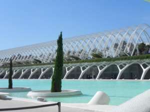 City of Arts and Sciences - Umbracle, Santiago Calatrava, Valencia, Spain, Umbracle,Steel,Water,White