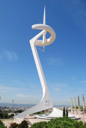 Montjuic communications tower, Santiago Calatrava, Barcelona, spain, Torre Calatrava, Torre Telefonica 