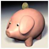 Piggy bank with a 2-euro coin 