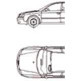 Audi A6, car, 2D top and side elevation