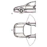 Opel Omega, 2D car, top and side elevation