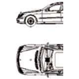 Mercedes S-Klasse, 2D car, top and side elevation