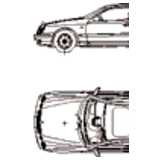 Mercedes CLK, 2D car, top and side elevation