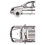 Mercedes M-Klasse, 2D SUV Auto, Ansicht und Grundriß