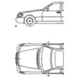 Mercedes S 600, 2D car, top and side elevation