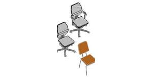 Three 3D office chairs