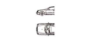 Mercedes CLK, 2D car, top and side elevation