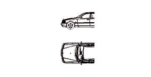 Mercedes C-Class, 2D car, top and side elevation