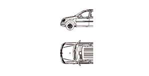 Mercedes M-Klasse, 2D SUV Auto, Ansicht und Grundriß