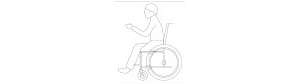Rollstuhlfahrer, Ansicht seitlich, Arm halb ausgestreckt