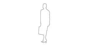 Woman with bag, outline drawing