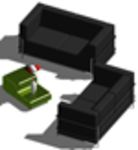 CAD Library: 3D Sofa, twoseater with coffee table