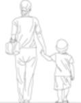 CAD Library: Mother holding Hands with her child, rear view