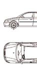 CAD Bibliotheken: Grundriß Audi A3, Auto 2D Ansicht