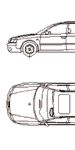 CAD Library: Audi A6 Avant, car, 2D top and side elevation