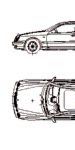 CAD Library: Mercedes CLK, 2D car, top and side elevation