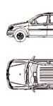 CAD Library: Mercedes M-Klasse, 2D SUV car, top and side elevation