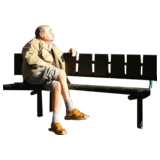 alter Mann, auf Bank sitzend