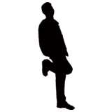 man, leaning against wall, silhouette