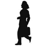 woman, running, silhouette