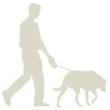 man with dog, silhouette