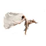 dance performance with flying fabric
