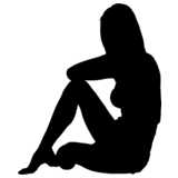 woman, sitting, silhouette