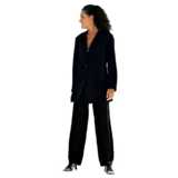 woman in trouser suit, standing