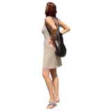 woman, dress, rucksack, standing