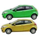 Yellow and green Mazda