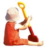 Child with a large spade