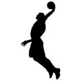 Basketballspieler mit Ball dunking