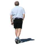 man, walking, shorts
