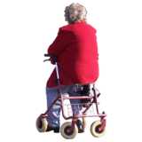 Elderly Woman sitting on Wheeled Walker