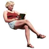 Frau sitzend und lesend