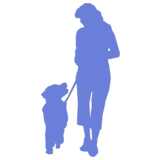 Woman with dog - silhouette