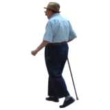 old man, walking, walking stick