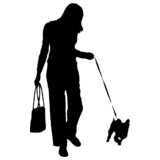 woman with dog, silhouette