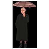 elderly woman, standing, umbrella