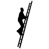 man on ladder, silhouette