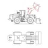tractor, wheel loader, line drawing