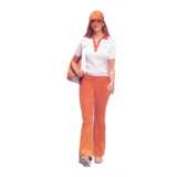 woman, walking, orange white