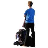 woman, backpack, standing