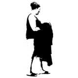 woman with towel, walking