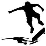 Skateboarder, springend, Scherenschnitt