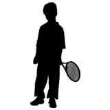 tennis player, child, silhouette