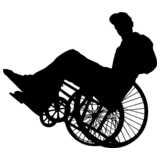 man in wheel chair, balancing, silhouette